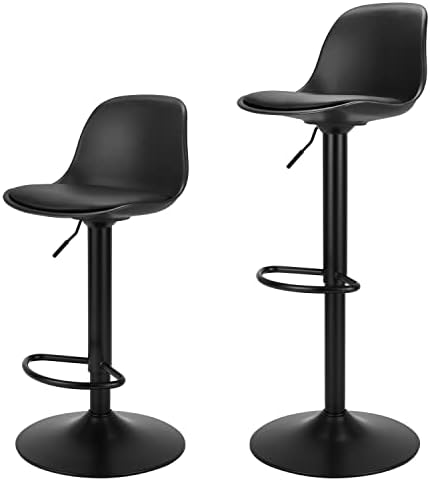 Комплект от 2 Продуктова столове Finnhomy, Въртящи се на Бар Столове с Подложки за краката и Ергономична облегалка от полипропилен,