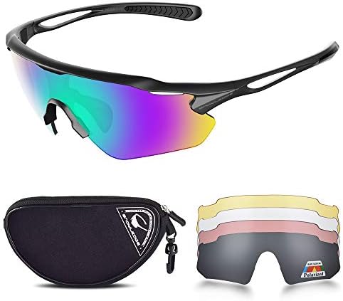 Колоездене очила с 5 лещи, Спортни очила с поляризация UV400 в TR90 рамка