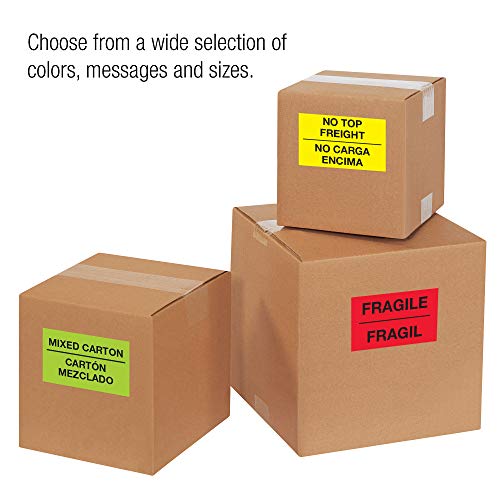 Двуезична етикети Tape Logic®, Смесени Картонена опаковка Carton Mezclado, 3 x 5, Флуоресцентно зелено, 500 /Ролка