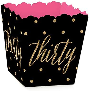 Шик Голяма точка на щастието на 30-ти рожден ден - Розови, Черни и златни Мини Кутийки за подаръци за партита - Кутии за бонбони