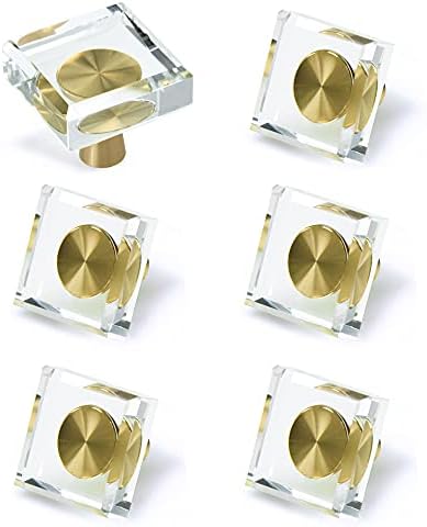 JEREVER 6 Опаковане. Стъклени Кристални Дръжки на Месинг Чекмеджето на Дръжката на Гардероба Златна Мебели за дома, Аксесоари за Кухненски