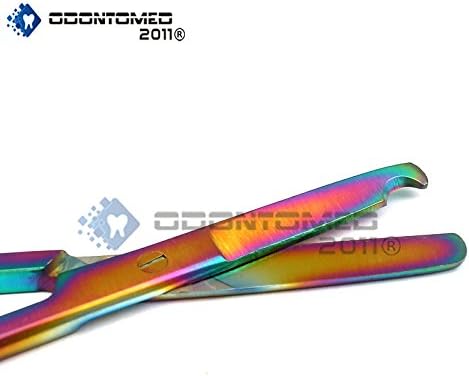OdontoMed2011 Комплект от 5 Цветни Титанови Преливащи ножици за бод 5,5 От Неръждаема Стомана, Ножици цветовете на Дъгата, ODM