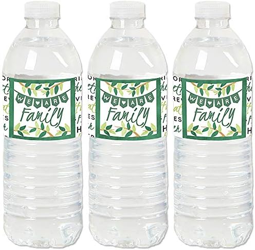 Събирането на Семейството на Дървото - Семейни Вечерни Етикети за бутилки с вода - пакет от 20