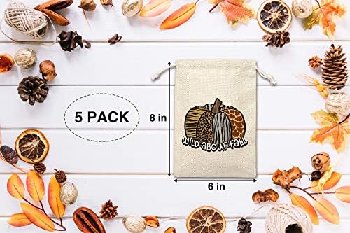 Есенни подарък пакети от зебло за Деня на благодарността - Памучни подарък пакети на тема есента тиквата с леопардовым принтом, Лудостта