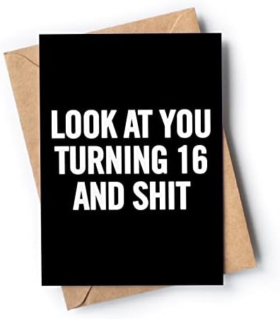 Хладно пощенска картичка в 16-ти рожден ден, за мъже или жени с плик | Хумористичен картичка за това, на кого се навършват 16 години