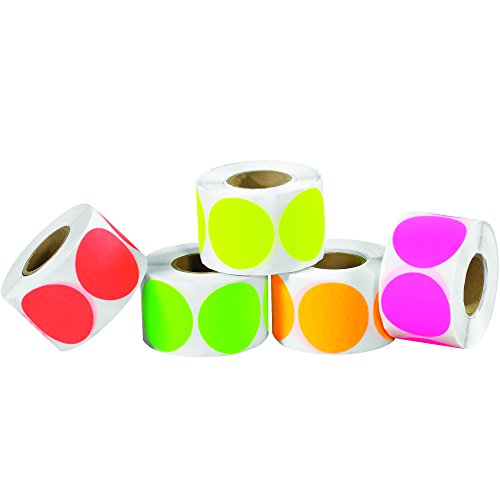 Tape Logic TLDL1235 Инвентарен кръгове, Флуоресцентни опаковка, 1 инча, Различни цветове (опаковка от 5000 броя)