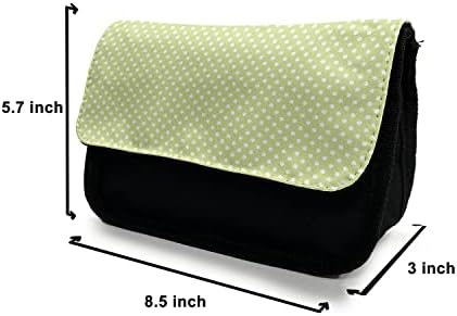 Молив случай в лунна грах, Опростен Дизайн от 60-те години на Тъканта, чанта за моливи с двоен цип, 8,5 x 5,5, Зелено-бял