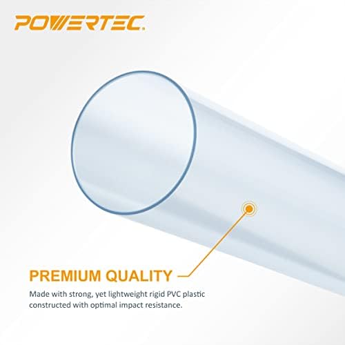 POWERTEC 70176V Прозрачна PVC Тръба с Дължина 2-1/2 x 36, 1 бр, Твърда Пластмасова Тръба, Маркуч и устройства за събиране на прах