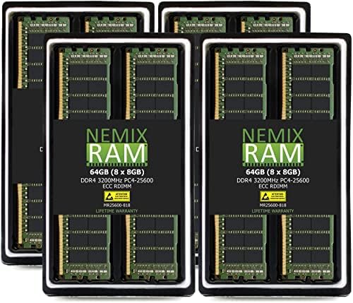 Надграждане на паметта регистриран сървър NEMIX RAM, 64GB (8X8GB) DDR4-3200 PC4-25600 ECC RDIMM за стоечного сървър Dell PowerEdge R7525