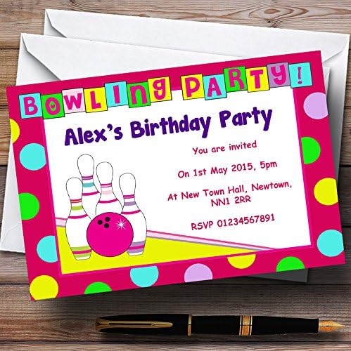 Персонални Покани на парти по случай рождения Ден на Bowling Pink