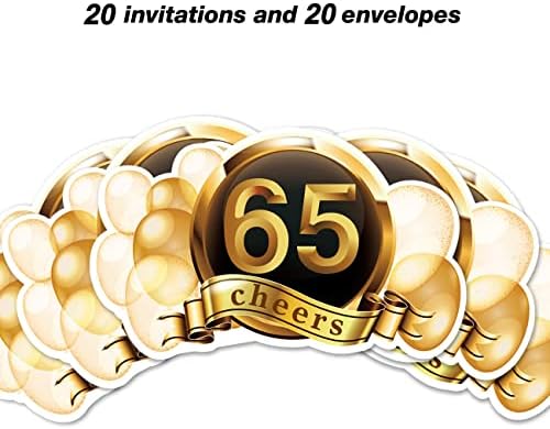 покани за парти в чест на 65-годишнината от конвертами, 20 групи, Поздравителни Покани на 65-ти рожден ден, Покани за парти в