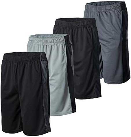 Спортни къси панталони за мъже - 4 Опаковки Мъжки спортни облекла, бързо съхнещи Баскетболни Шорти - Тренировка, Фитнес зала, Джогинг