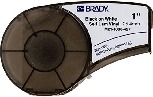 Брейди M21-1000-427, 110928 1 x 14' Прозрачен /Бял Винил Етикет за проводници и кабели BMP21, Опаковка от 4 Касети с мастило