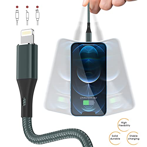 [Сертифициран от Пфи] Кабел за зарядно на iPhone 6 метра, на 2 опаковки на 6 фута кабел Lightning с найлон оплеткой, Дълъг Кабел за зарядно