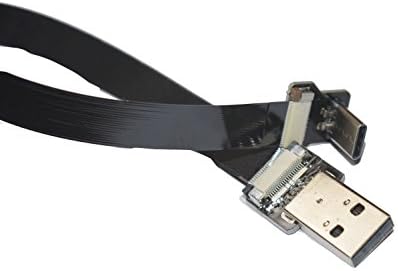Постоянен Дълъг Черен FFC USB C FPV Плосък Тънък лента гъвкав кабел USB Type-C 90 градуса към стандартен USB A за синхронизация