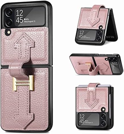 Защитни капаци-мида, Съвместим с Samsung Galaxy Z Flip Case 3, Калъф от естествена кожа за Z Flip 3 5G, устойчив на удари,