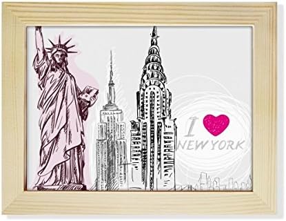 DIYthinker Аз Обичам Ню Йорк, Америка, Държава, Град, Настолна рамка за снимка, Артистична Декорация, Живопис 6x8 инча
