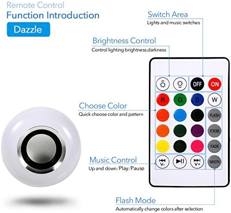 Fdit Led Лампа с Дистанционно Управление, Промяна на цвета E27 12 W Led RGB Говорител Лампа за Безжично Възпроизвеждане на Музика