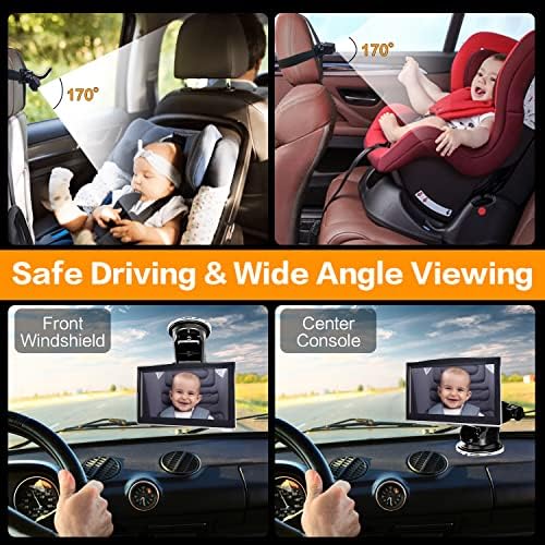 Детска Автомобилна камера FUNTELL, Детски Автомобилен монитор 1080P с диагонал 5 Инча за задната седалка, Автомобилна Камера с нощно виждане