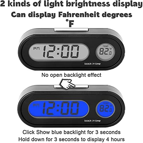 Автомобилни часовник и температура със синя подсветка по Фаренхайт 2 в 1, Малки Електронни Часовници за автомобилни Часа на арматурното табло,