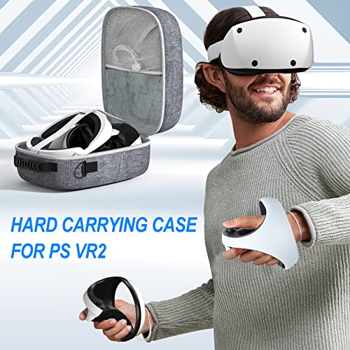 Твърд Калъф за PSVR2, Твърд Пътен калъф за PlayStation VR2 устойчив на удари Водоустойчив EVA Преносим Защитен Калъф Аксесоари с Регулируема