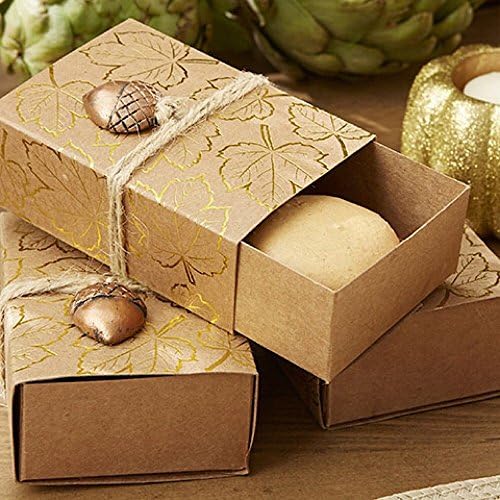 Кутийки за подаръци от листата на златно фолио с талисман под формата на Жълъд - Комплект от 24 броя