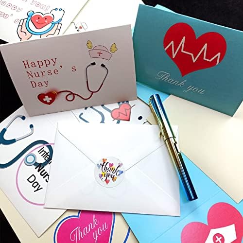 LOONELO 12 Комплекта Благодарственных Картички за медицински Сестри с Конвертами и стикери, Поздравителни Картички на Ден от седмицата