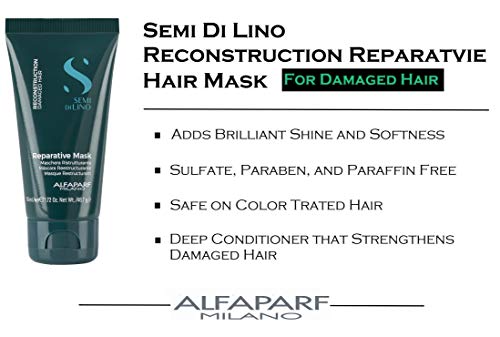 Лечебното пътна маска за изтощена коса Alfaparf Milano Semi Di Lino Reconstruction, 1,72 унция.