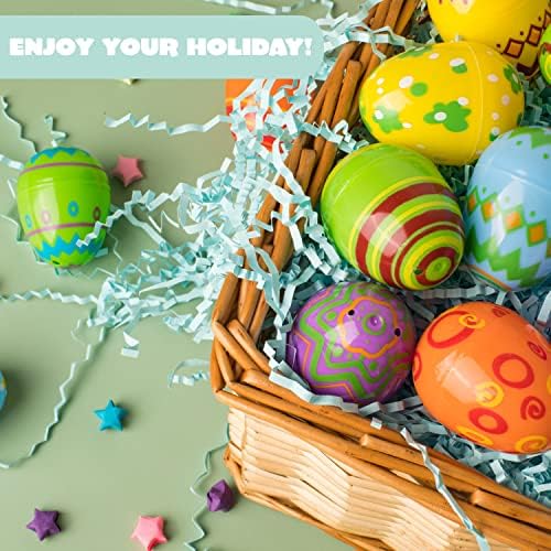 JOYIN 24 БР 2,3 Великденски яйца с принтом, Празни Великденски Яйца с Пълнеж, Многоцветни Пластмасови Яйца за Великден лов, Вечерни Подаръци, Пълнител за кошници, Класни