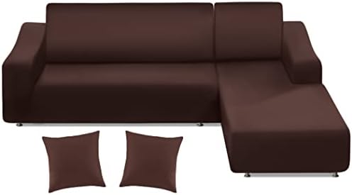 LA MEAACK Супер Разтеглив, Калъфи за мека мебел за секционни дивани, l-образни Миещи се Калъфи за мека мебел, 2 бр. Защитни Капаци с