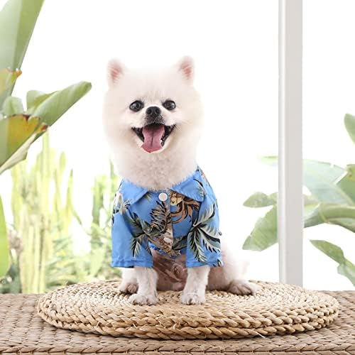 Пуловери за кученца за средни Кучета, Летни Тениски за домашни любимци за Момчета, Риза за кучета в Хавайски стил с Флорални Принтом, Тениски