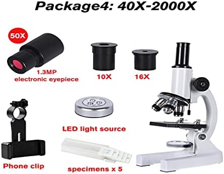CLGZS 640X 1280X 2000X Биологичен микроскоп Монокуляр За обучение на студенти Led Лампа Притежателя на Телефона Електронен окуляр (Цвят: OneColor, Размер: Package4)