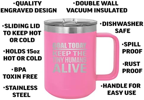 Rogue River Тактически Розово Забавна цел Днес е да Спаси Живота на Малката Человечкам Мама Тежкотоварни Кафеена Чаша От Неръждаема