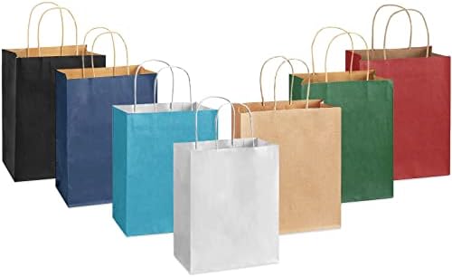 35 от Опаковки Подарък торбички с дръжки, Дълги Разноцветни Хартиени пакети среден размер от крафт-хартия, 8,2x4,3x10,6 См, 7 Цвята за