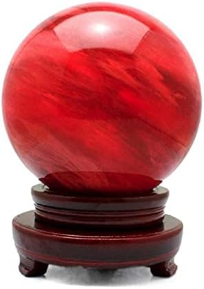 Мейн Червена Кристална Топка, с Дървена Поставка Аксесоари Кристални Декорации за лечение с Кристалната Топка от Скъпоценни