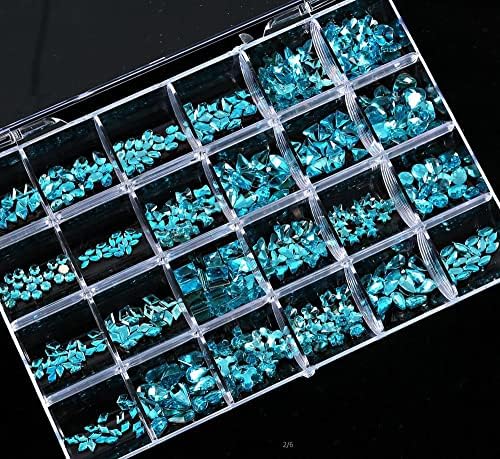 Определени кристали за нокти, 480 броя Кристали АБ за нокти с плоска повърхност + 60 Броя стъклени 3D декорации за нокти с различна форма - (Цвят: сиамски червен)