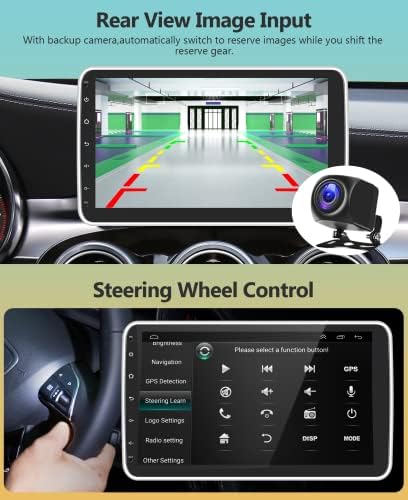 Автомобилна стерео система със сензорен екран и Android на един Din и wi-Apple Carplay, Rimoody, 10.1-инчов Въртящи се на екрана,