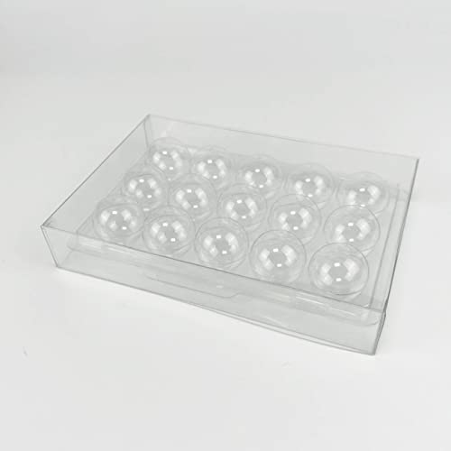 2 в 1 - Хранителни Прозрачни кутии за трюфели, Опаковки от 15 блистеров, Пластмасова тава и Пластмасова кутия с капак - 10 броя