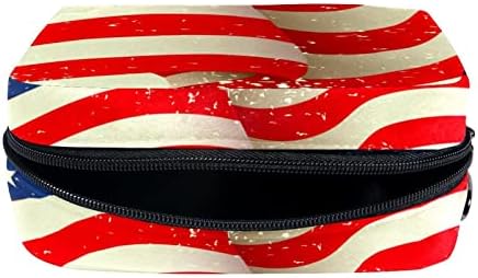 TBOUOBT Косметичка За Грим Пътна Косметичка, Bag-Чанта, дамска чанта с цип, Ретро Американски Флаг