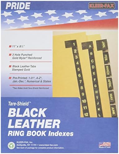 Предварително печатни Насоки Kleer-Факс с раздели от изкуствена черна кожа, 1-31, 11 x 8-1/2 инча, едно канарче набор, един
