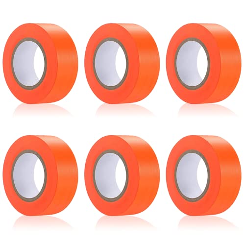 6 Опаковки Orange Маркировочной лента, Ролка, неонови маркировка от Неклеящейся Пластмасова лента, 1 инча * 600 фута, standalone, маркировъчна лента за Маркиране на дървета, Ло
