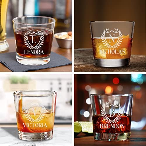 TEEAMORE Персонализирайте Старомодни Чаши за Коктейли, Въведете вашето име, Инициали, Рожден Ден, Годишнина, Чаша за Уиски с гравирани върху Камъните, 9 грама