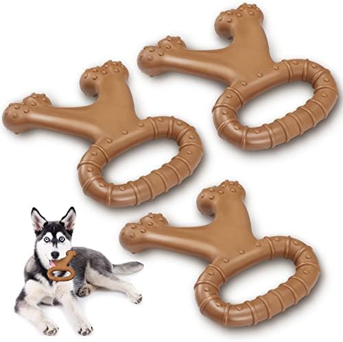Sweetude Твърди Играчки за Агресивни кучета, 3 опаковане на Играчки за кучета Големи и Средни породи, С вкус на Найлон Говеждо месо, Неразрушаемые