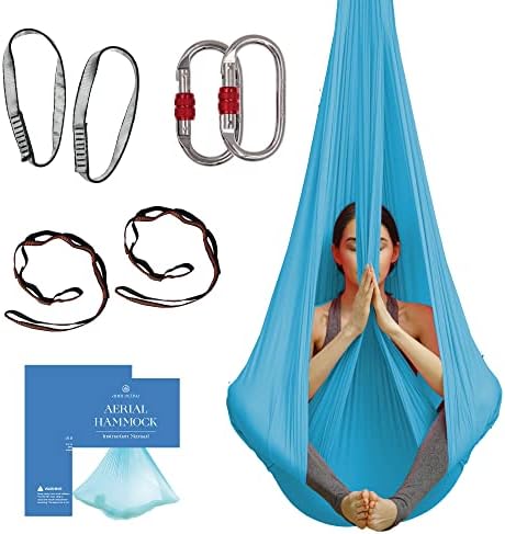Въздушен хамак за йога aum active - Здрав Въздушен коприна с Удлинительными ремъци, carabiners и пътеки за представляващи - Въздушен