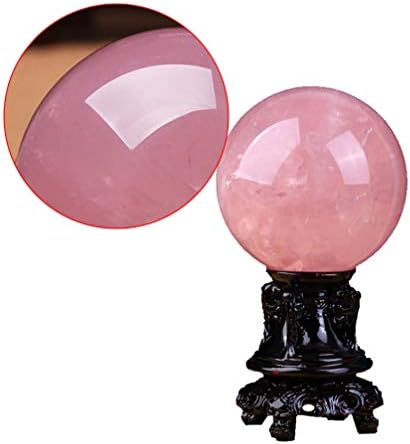 BESPORTBLE Ретро Декор от естествен Розов Кварц с Дървена стойка, 60 мм Кристал, Декор от лечебни кристали - Подарък за декор,