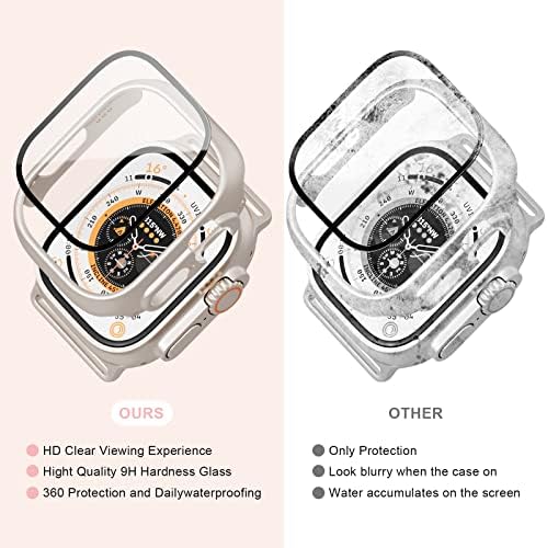 Калъф от 2 + 2 опаковки за Apple Watch Ultra 49 мм, с фолио, с твърд калъф-броня JZK 2 + защитно фолио, изработени от закалено стъкло с висока