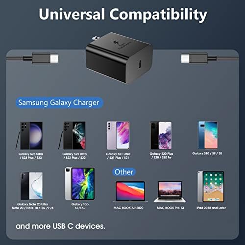 Зарядно устройство, USB C мощност 45 Вата, монтаж на стена Зарядно устройство Samsung за бързо зареждане на Samsung Galaxy S23 Ultra/S23/S23