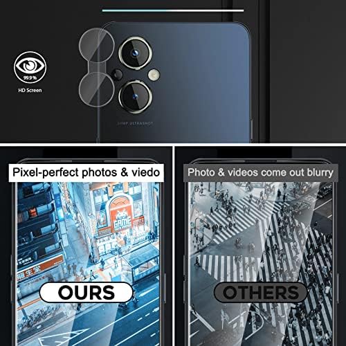 Orzero (3 + 3), който е Съвместим с OnePlus Nord N20 5G, 3 опаковки със защитно фолио за екрана + 3 опаковки със защитно фолио за обектива