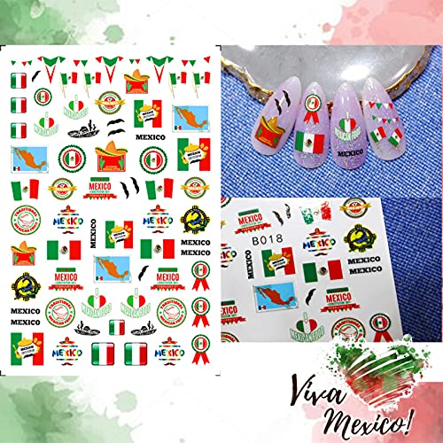Стикери за нокти TailaiMei с Мексиканския Флаг на Деня на Независимостта, 6 листа Самозалепващи I Love Mexico за Маникюр със