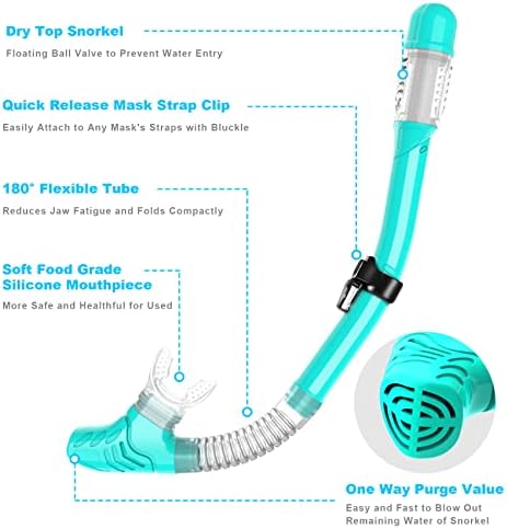 Комплект за гмуркане, оборудване за гмуркане Zipoute Snorkel Dry Top за възрастни, Панорамни Обектив от Закалено Стъкло със защита от Течове